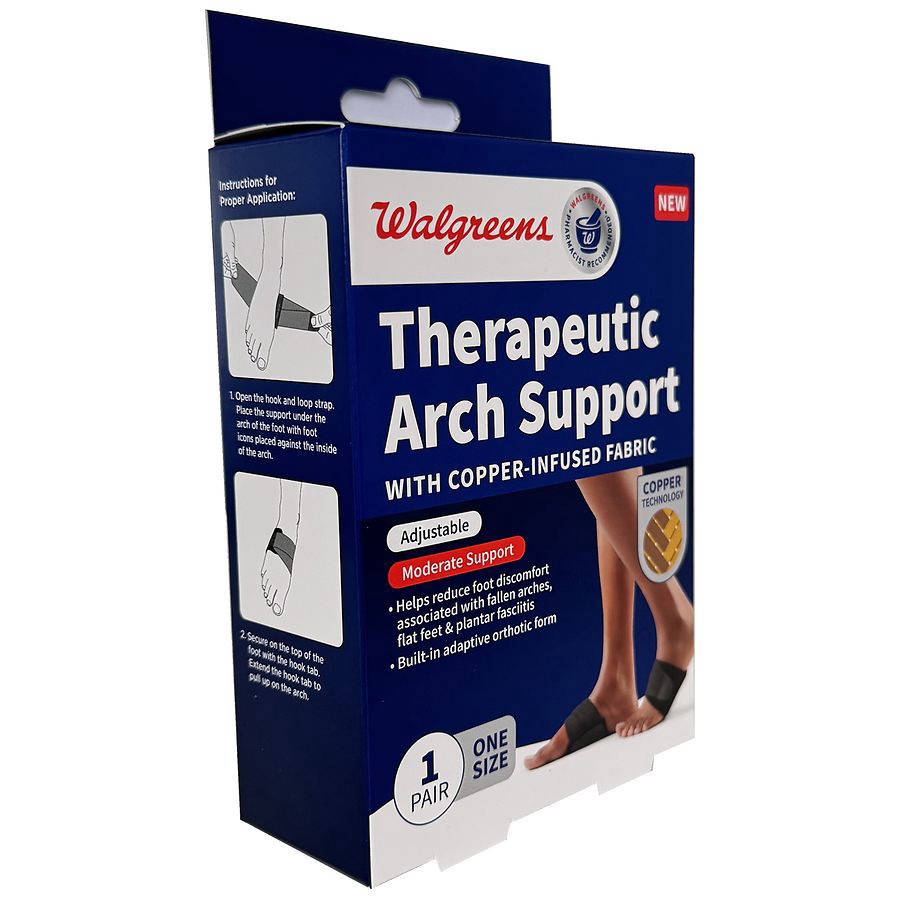 slide 3 of 3, Walgreens Copper Therapeutic Arch Support One Size, 1 pair