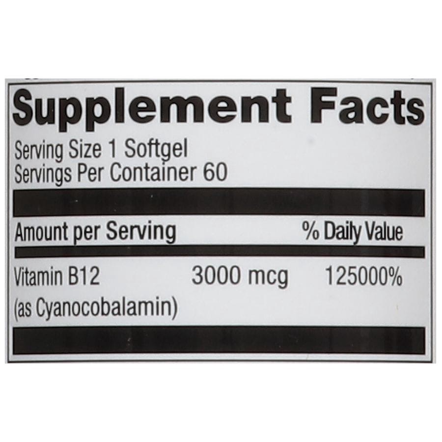 slide 5 of 5, Walgreens Free & Pure Vitamin B12 Softgel 3000 mcg, 60 ct