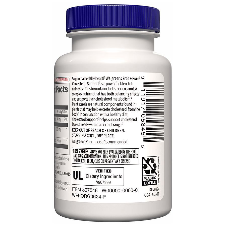 slide 3 of 3, Walgreens Cholesterol Support with Plant Sterols, 60 ct