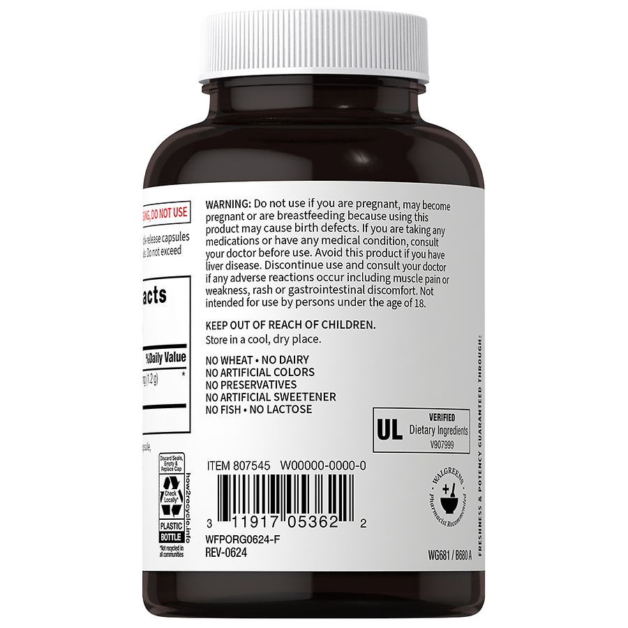 slide 3 of 4, Walgreens Free & Pure Red Yeast Rice Capsules, 120 ct