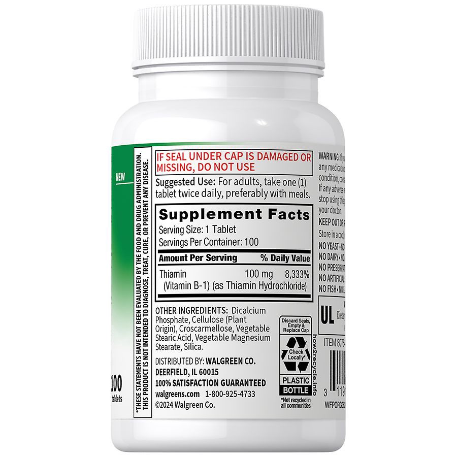 slide 2 of 4, Walgreens Free & Pure B-1 Tablets, 100 ct