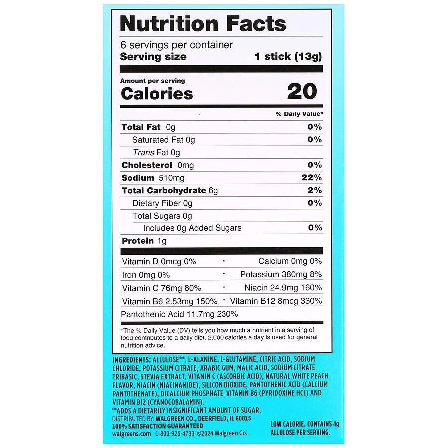 slide 3 of 5, Walgreens Electrolyte Drink Mix White Peach, 0.45 oz x 6 ct
