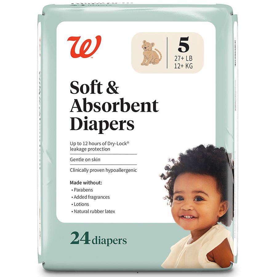 slide 5 of 5, Walgreens Soft & Absorbent Premium Baby Diapers, 5 (24 ct) 24 ct