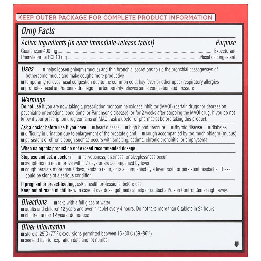 slide 5 of 5, Walgreens Mucus Relief Pe Sinus Congestion Tablets, 30 ct