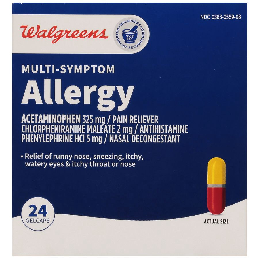 slide 5 of 5, Walgreens Multi-Symptom Fast-Release Allergy Gelcaps, 24 ct