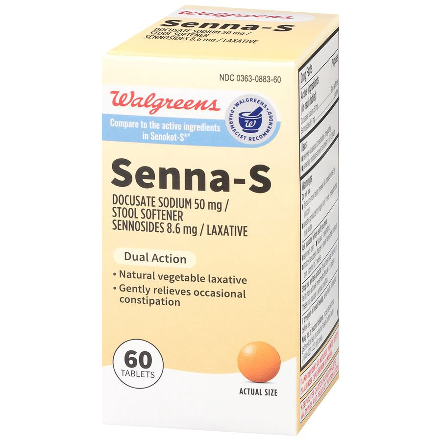 slide 2 of 5, Walgreens Dual Action Senna-S Laxative Tablets, 60 ct