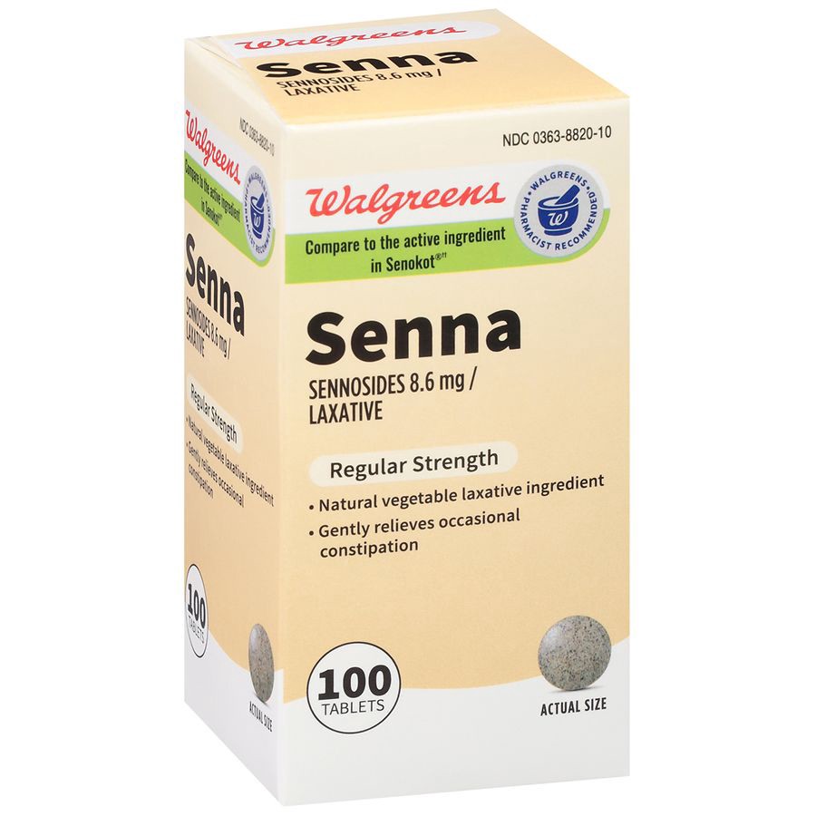 slide 2 of 5, Walgreens Senna Natural Vegetable Laxative Tablets, 100 ct