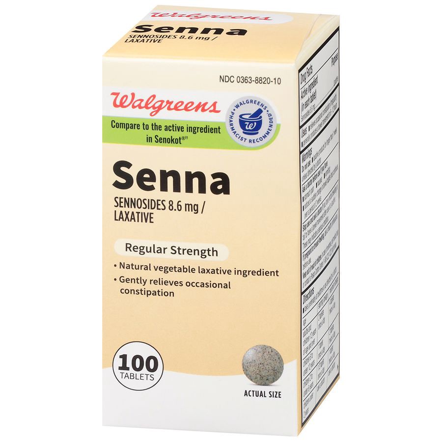 slide 5 of 5, Walgreens Senna Natural Vegetable Laxative Tablets, 100 ct