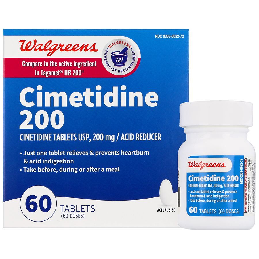 slide 4 of 5, Walgreens Cimetidine Acid Reducer Tablets 200Mg, 60 ct