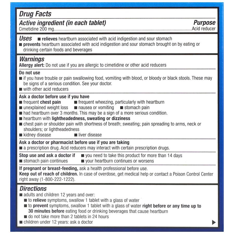 slide 3 of 5, Walgreens Cimetidine Acid Reducer Tablets 200Mg, 60 ct