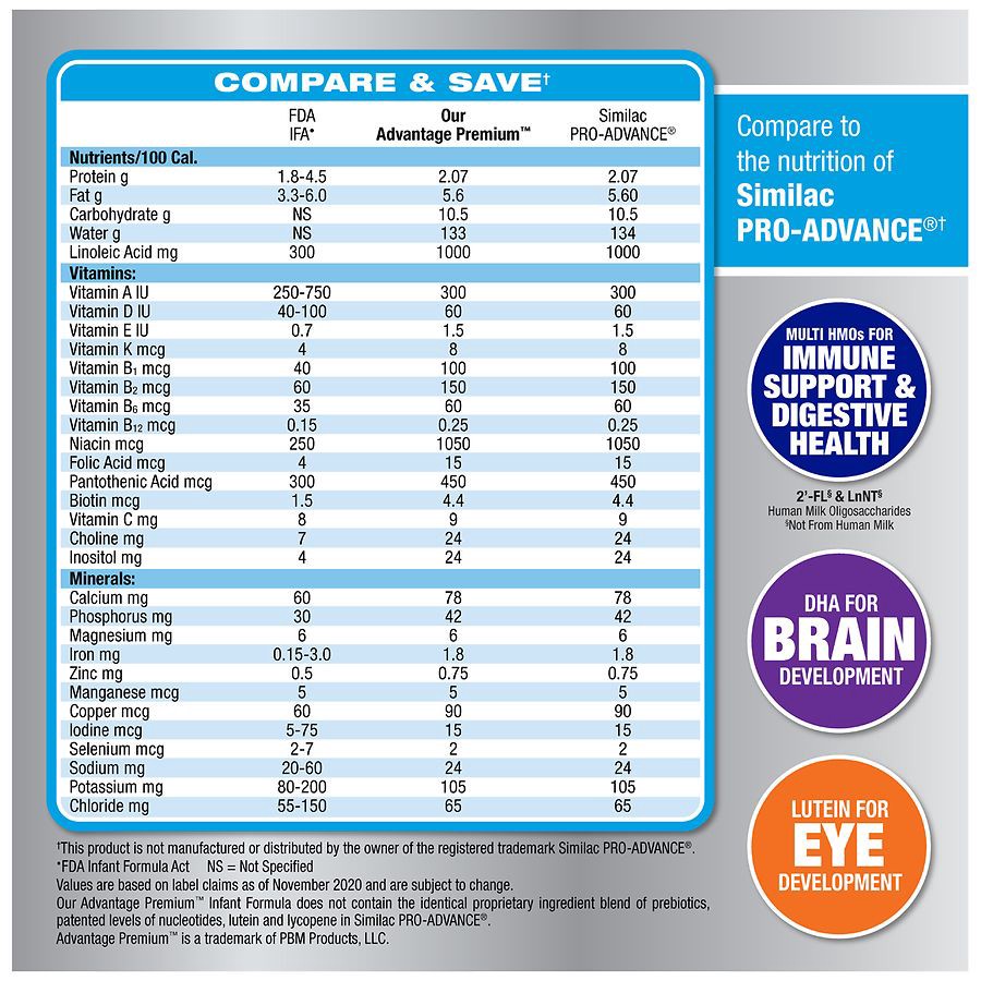 slide 4 of 5, Walgreens Advantage Premium Baby Formula Powder with Iron, Dual HMOs, 34 oz