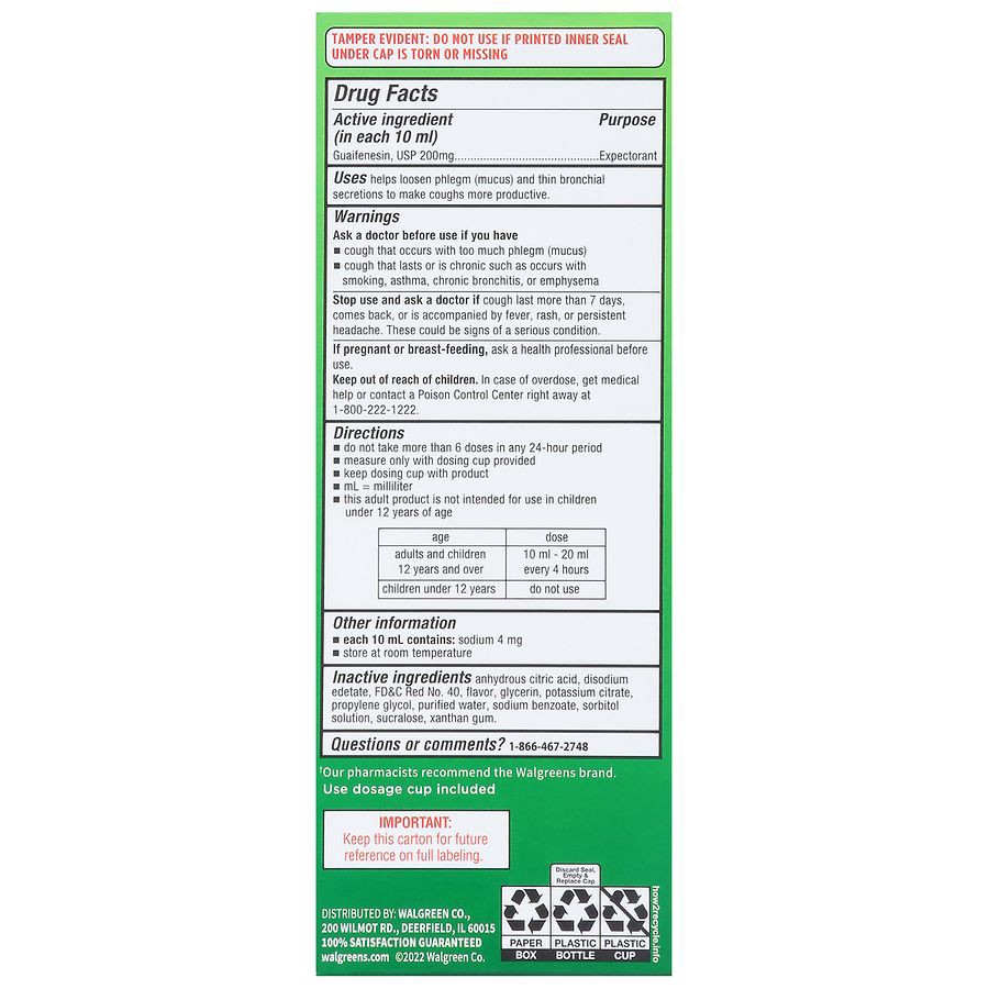 slide 5 of 5, Walgreens Adult Tussin Chest Congestion Liquid Natural Cherry, 8 fl oz