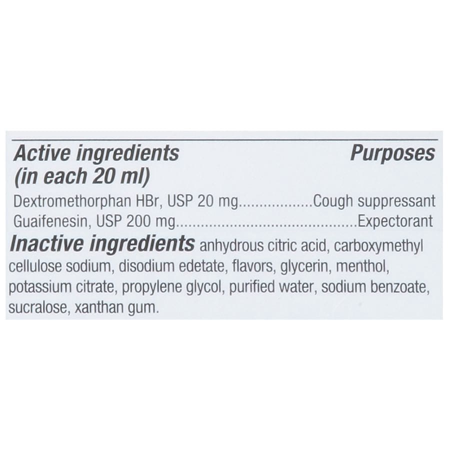 slide 2 of 3, Walgreens Adult Dye-Free Tussin DM Cough & Chest Congestion Liquid Cherry Menthol, 8 fl oz