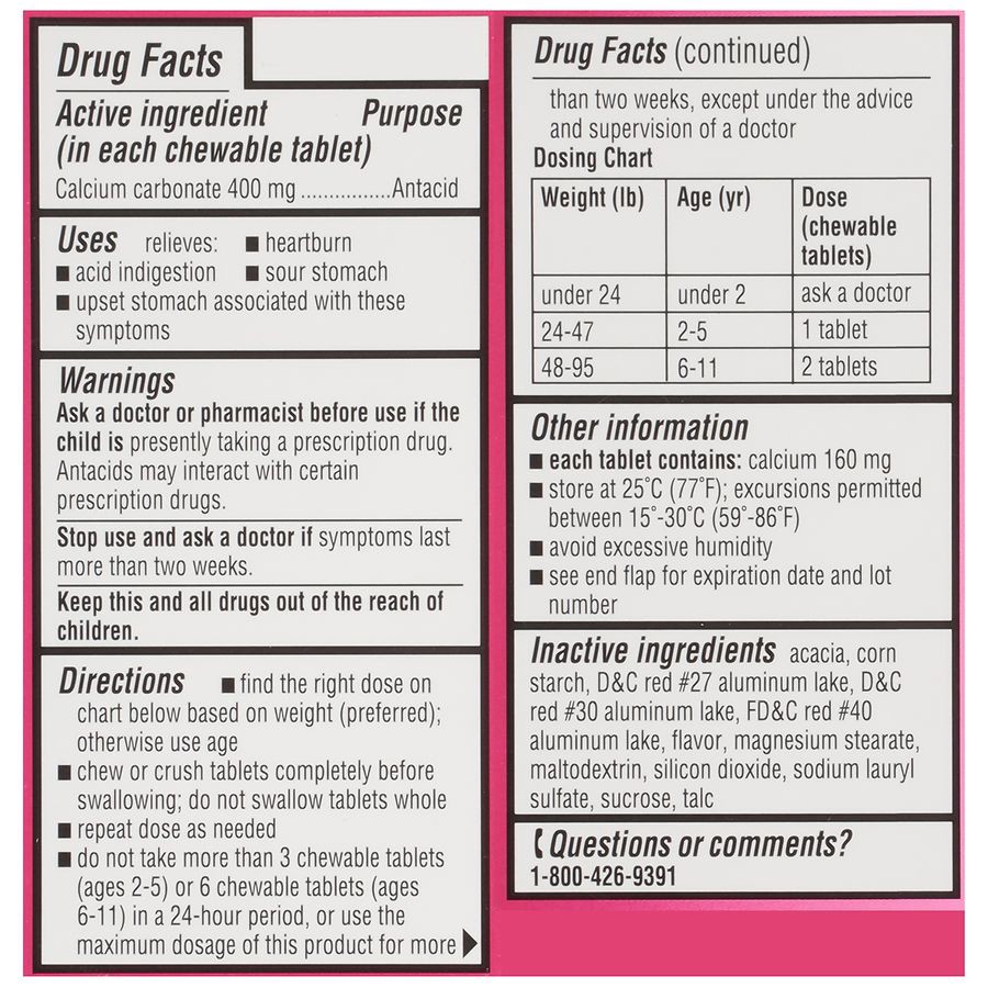 slide 5 of 5, Walgreens Children's Soothe Chewable Antacid Tablets, 24 ct