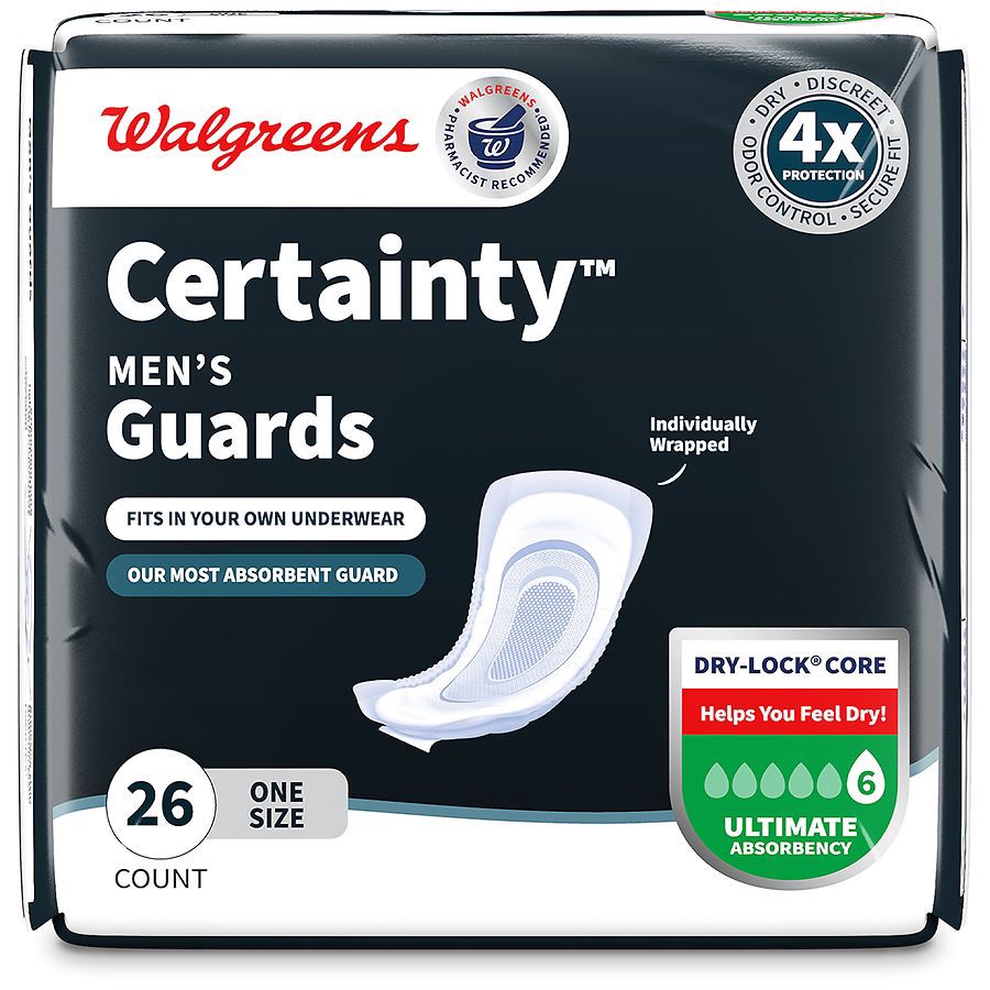 slide 4 of 5, Walgreens Incontinence Guards for Men, Ultimate Absorbency, 26 ct