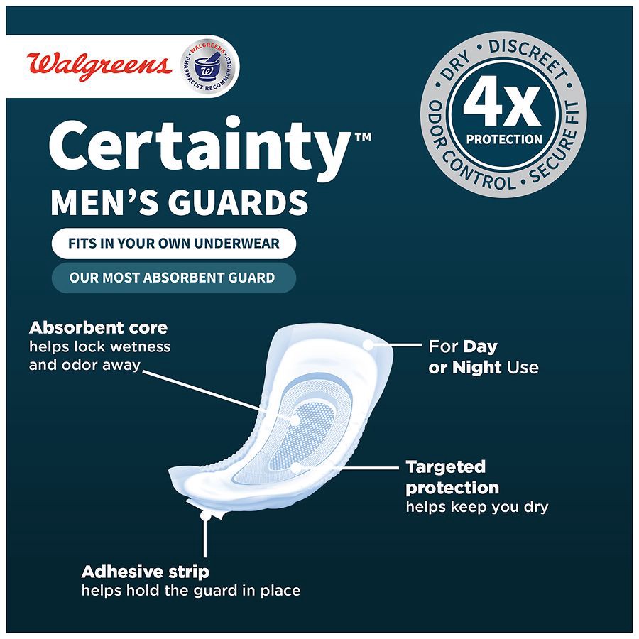 slide 3 of 5, Walgreens Incontinence Guards for Men, Ultimate Absorbency, 26 ct