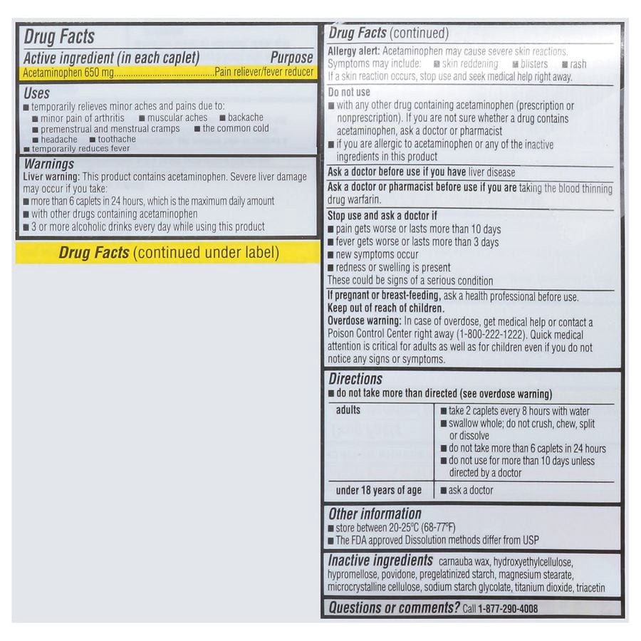 slide 4 of 4, Walgreens Acetaminophen Extended-Release Tablets USP 650 mg, 100 ct