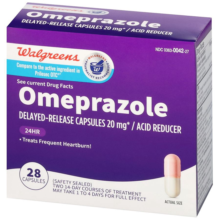 slide 5 of 5, Walgreens Omeprazole Acid Reducer Capsules, 28 ct