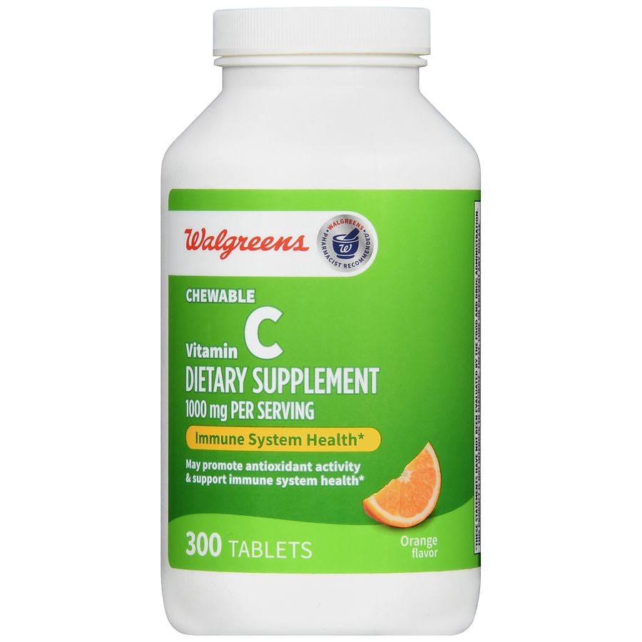 slide 3 of 5, Walgreens Chewable Vitamin C 1000 mg Tablets Orange, 300 ct