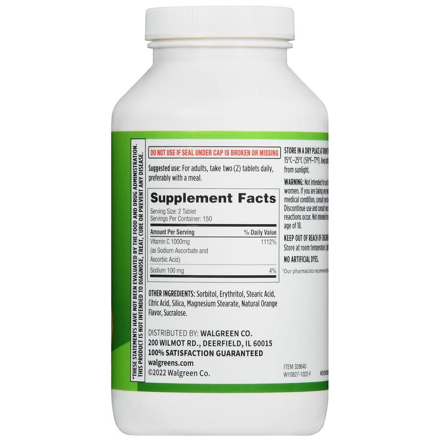 slide 4 of 5, Walgreens Chewable Vitamin C 1000 mg Tablets Orange, 300 ct