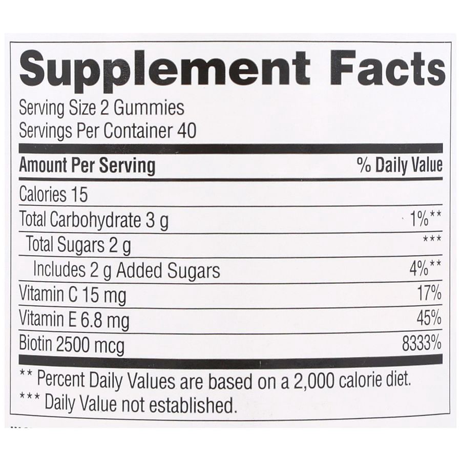 slide 3 of 5, Walgreens Hair, Skin & Nails Gummies, 2500 mcg Biotin, 80 ct