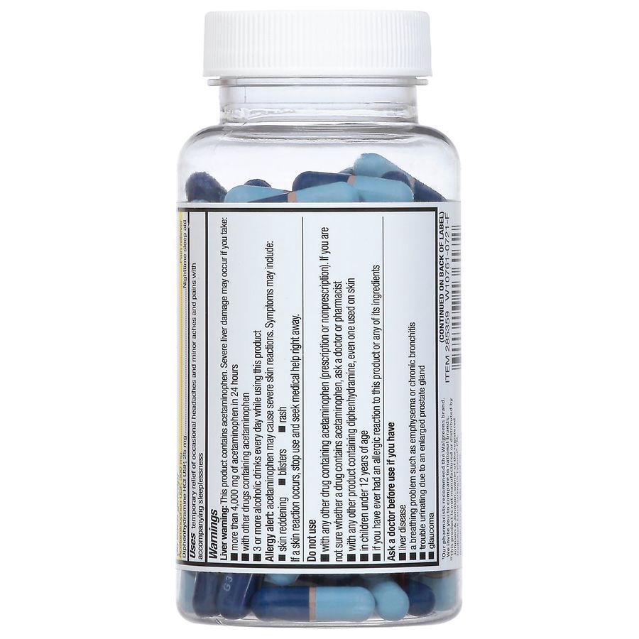 slide 3 of 4, Walgreens Pain Reliever Extra Strength PM Quickgel EZ Open, 125 ct