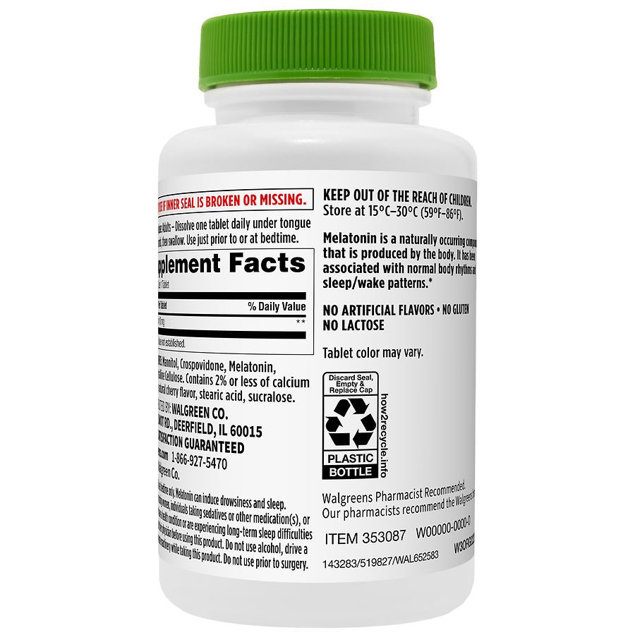 slide 5 of 5, Walgreens Quick-Dissolve Melatonin 10 mg Tablets Natural Cherry, 240 ct