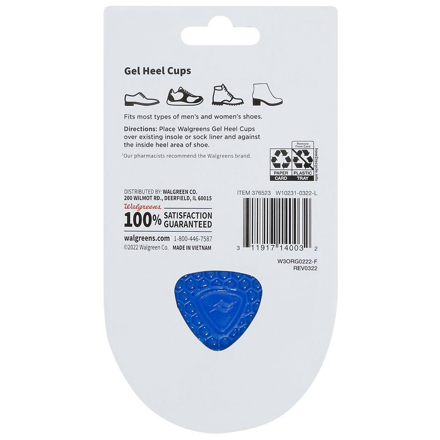 slide 2 of 2, Walgreens Unisex Gel Heel Cup, 1 pair