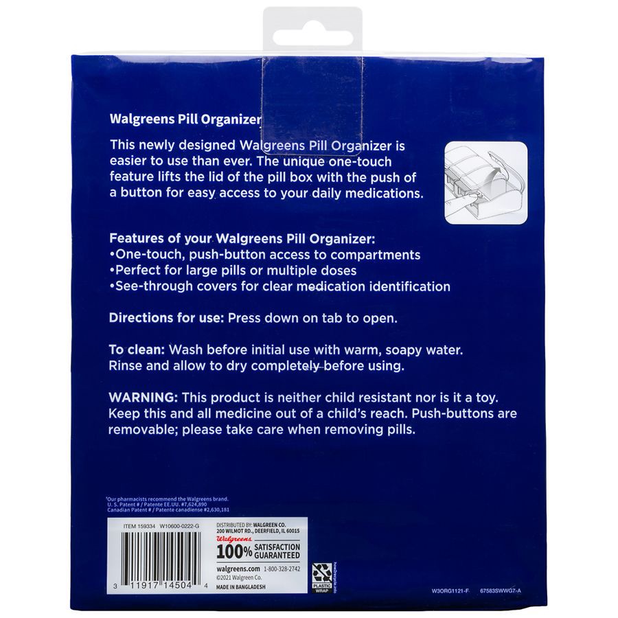 slide 2 of 2, Walgreens 7 Day Pill Organizer With 28 Compartments, 1 ct