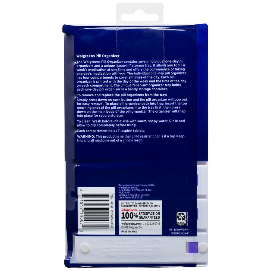 slide 2 of 2, Walgreens Small 7 Day 28 Compartment Pill Organizer, 1 ct