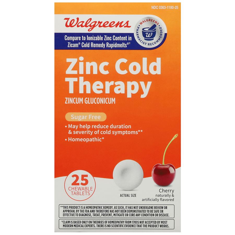 slide 3 of 3, Walgreens Zinc Cold Therapy Cherry Flavor Quick-Dissolving Tablets, 25 ct