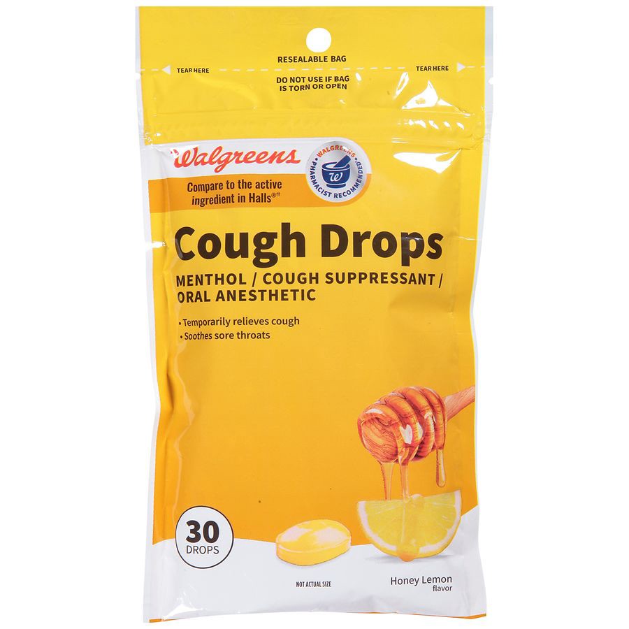 slide 2 of 5, Walgreens Honey Lemon Flavored Cough Drops, 30 ct