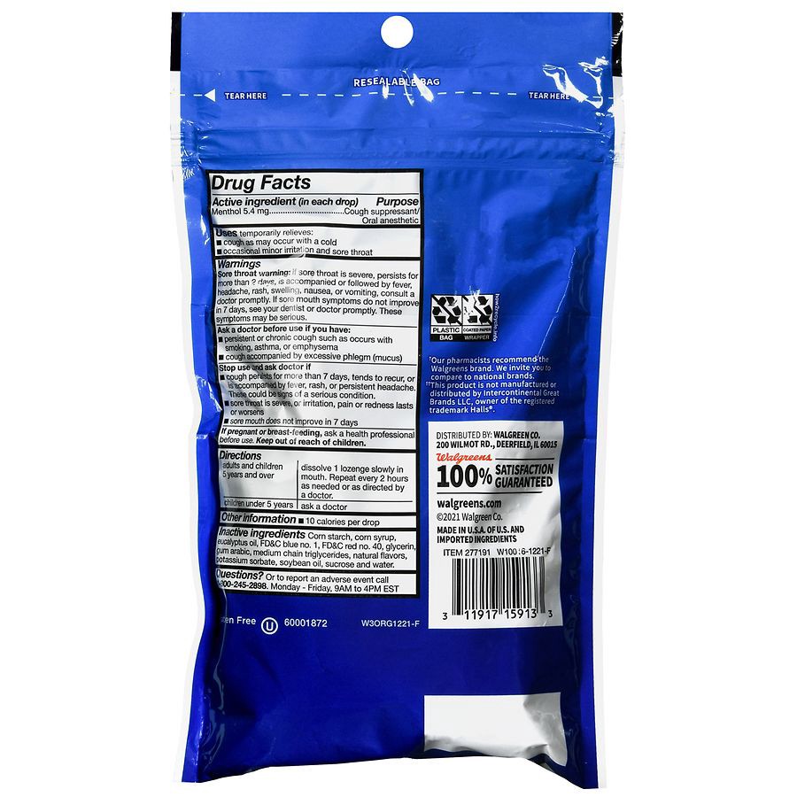 slide 5 of 5, Walgreens Menthol Flavor Cough Drops, 30 ct