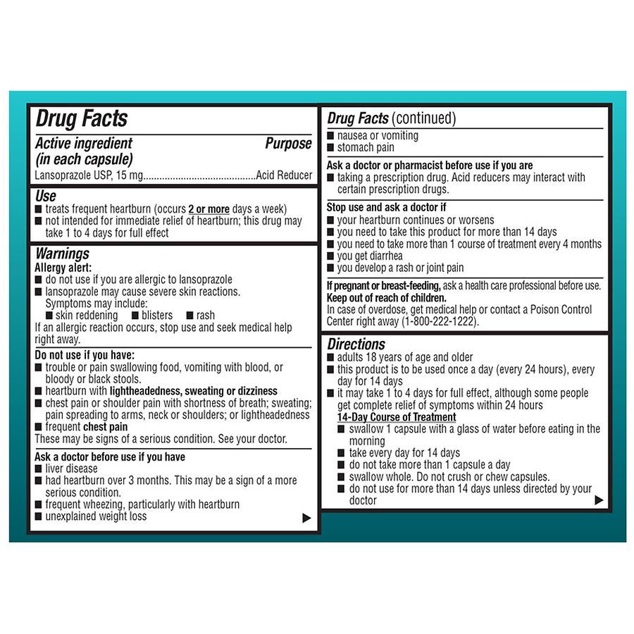 slide 2 of 4, Walgreens Lansoprazole 15mg Caps, 42 ct