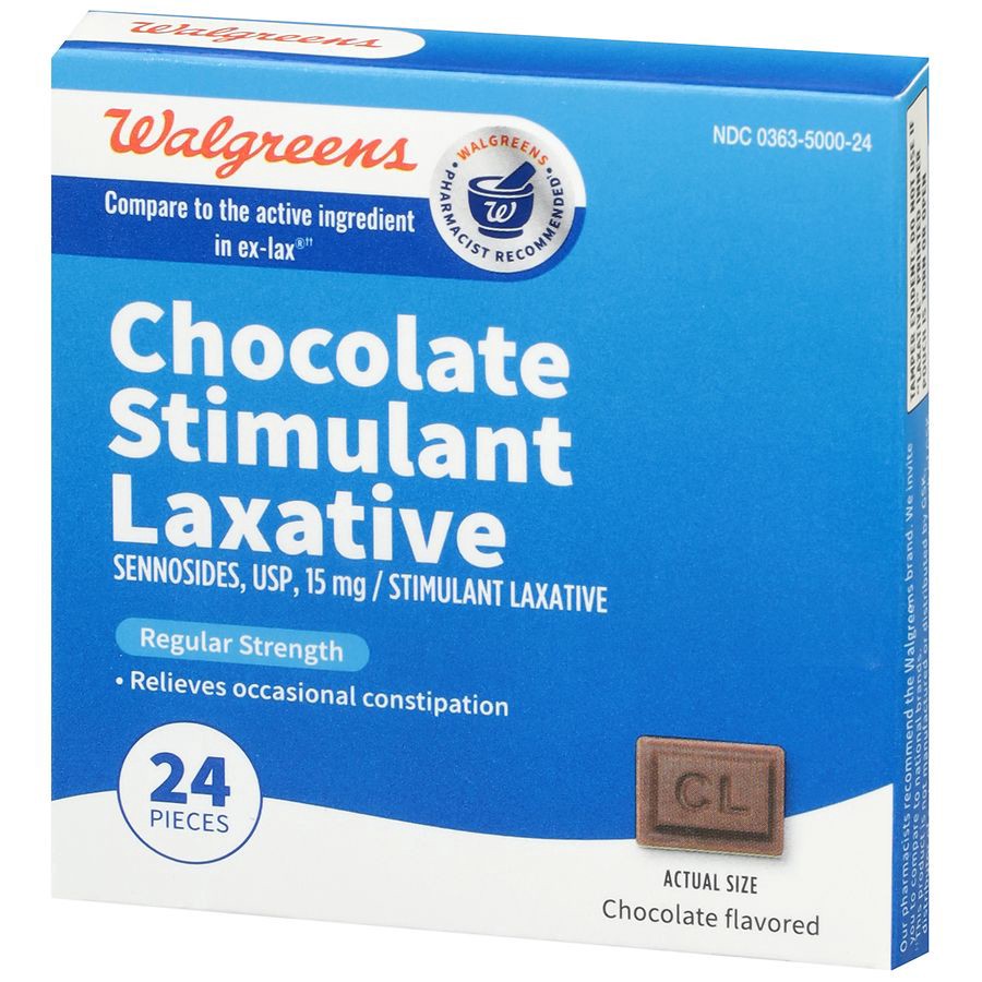 slide 4 of 5, Walgreens Regular Strength Chocolate Laxatives, 24 ct