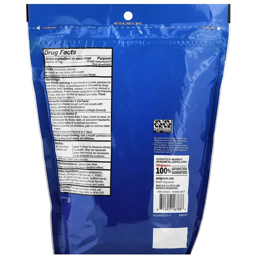 slide 2 of 5, Walgreens Sugar-Free Menthol Flavored Cough Drops, 150 ct