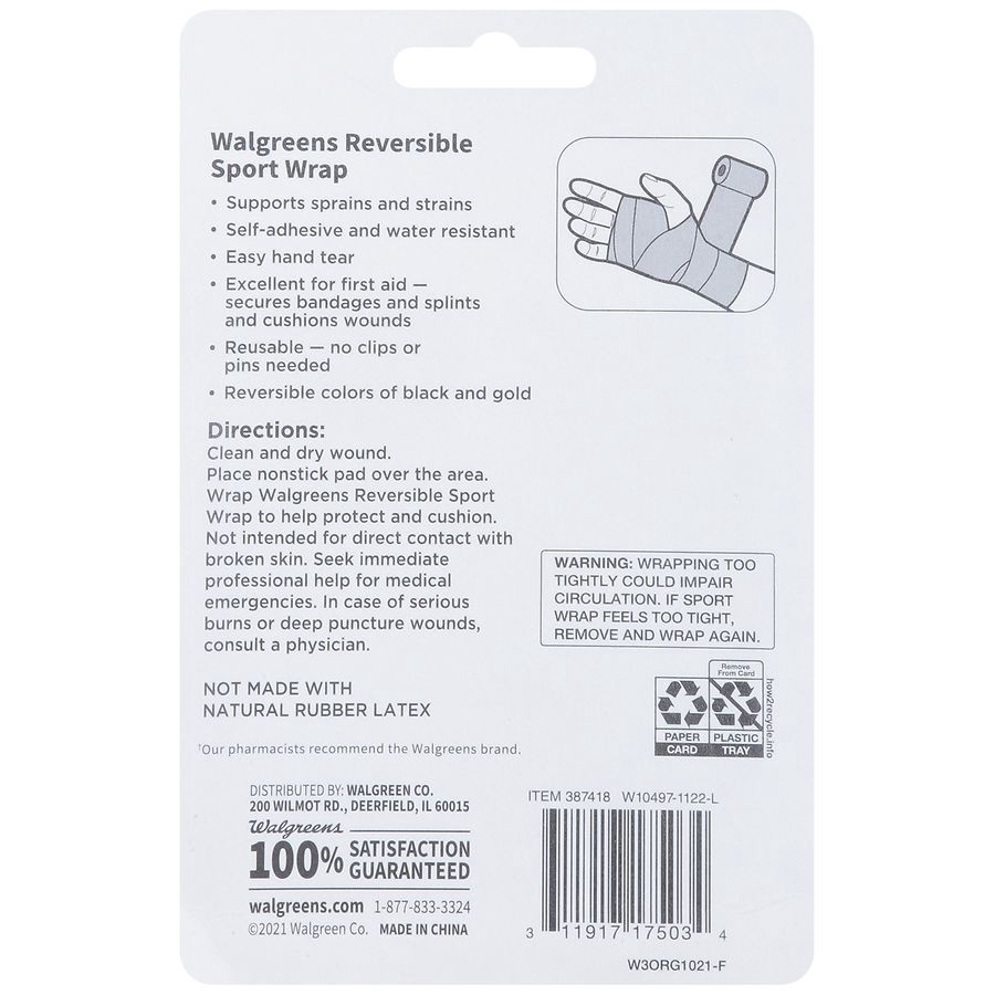 slide 5 of 5, Walgreens Self-Adhering Bandage Sport Wrap, 3 in x 2.2 yd