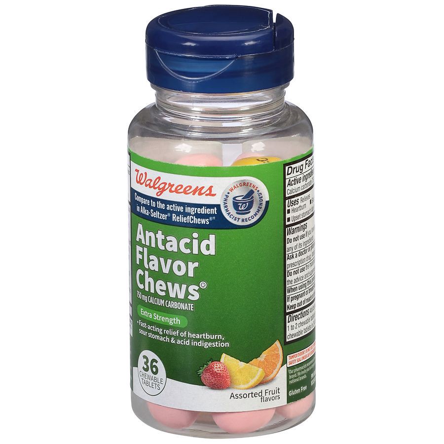 slide 2 of 5, Walgreens Extra Strength Antacid Assorted Fruit Flavor Chews 750Mg, 36 ct