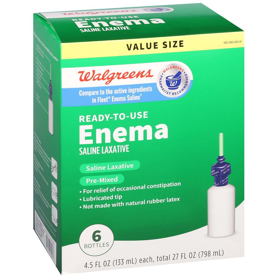 slide 4 of 5, Walgreens Ready-To-Use Enema Saline Laxative, 6 ct; 4.5 fl oz