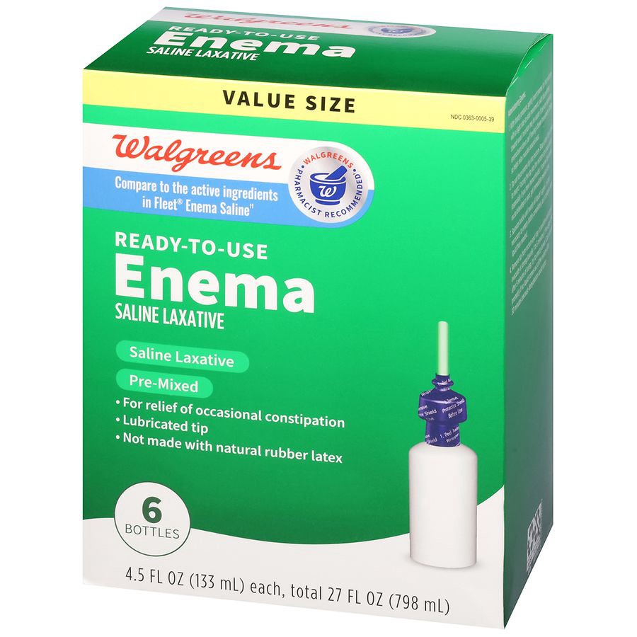 slide 5 of 5, Walgreens Ready-To-Use Enema Saline Laxative, 6 ct; 4.5 fl oz