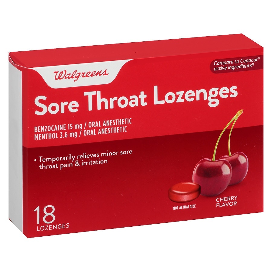 Walgreens Sore Throat Lozenges Cherry 18 ct | Shipt