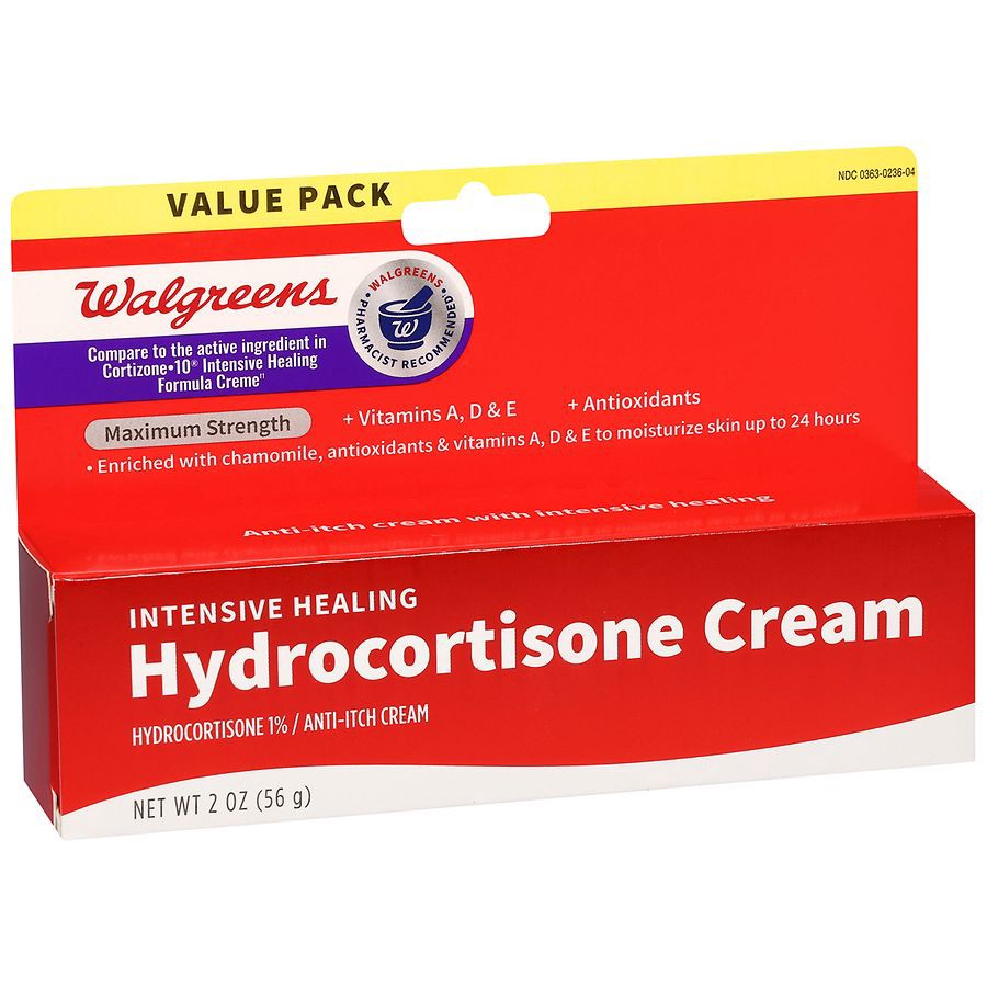 slide 4 of 5, Walgreens Intensive Healing 1% Hydrocortisone Cream, 2 oz