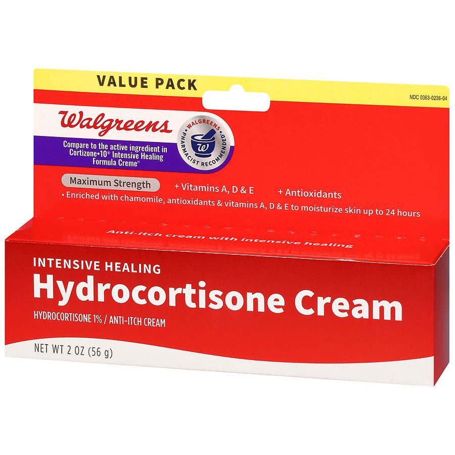 slide 3 of 5, Walgreens Intensive Healing 1% Hydrocortisone Cream, 2 oz