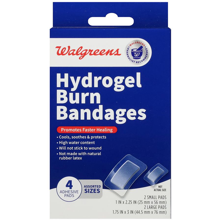 slide 5 of 5, Walgreens Hydrogel Burn Bandages, 4 ct