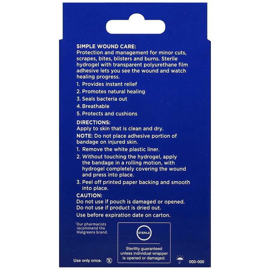 slide 3 of 5, Walgreens Hydrogel Burn Bandages, 4 ct