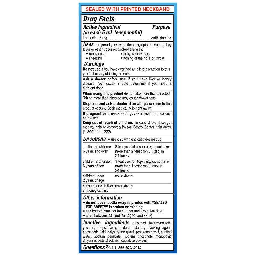 slide 3 of 5, Walgreens Wal-Itin Children's Allergy Grape Flavored Loratadine Oral Solution, 4 fl oz