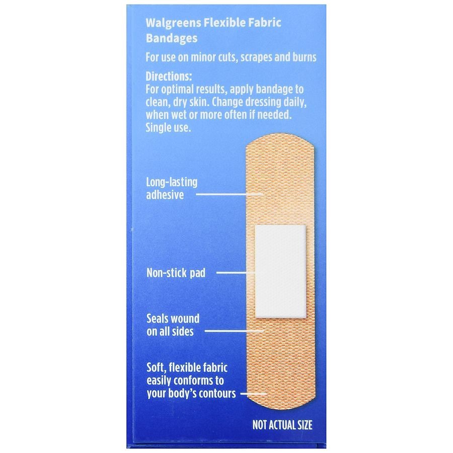 slide 4 of 5, Walgreens Flexible Fabric Assorted Sizes Bandages Value Size, 100 ct