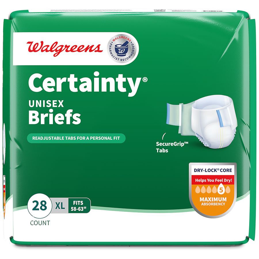 slide 4 of 5, Walgreens Certainty Maximum Absorbancy Size Xl Unisex Briefs, 28 ct