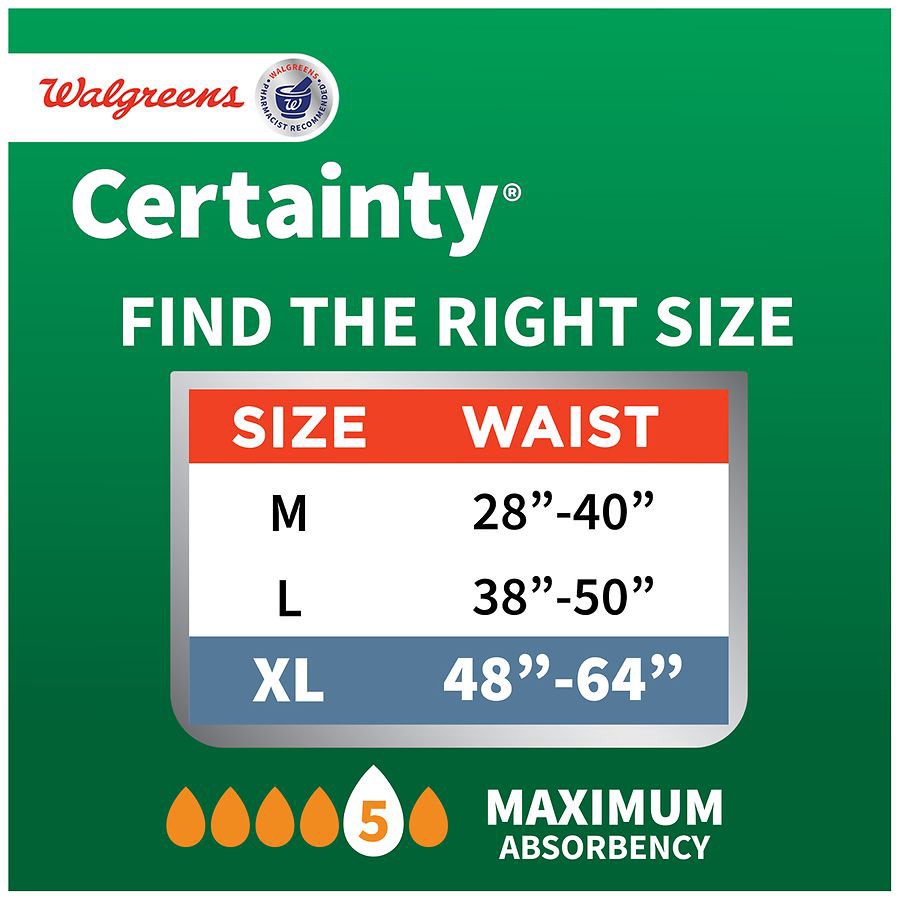 slide 3 of 5, Walgreens Certainty Maximum Absorbancy Size Xl Unisex Briefs, 28 ct