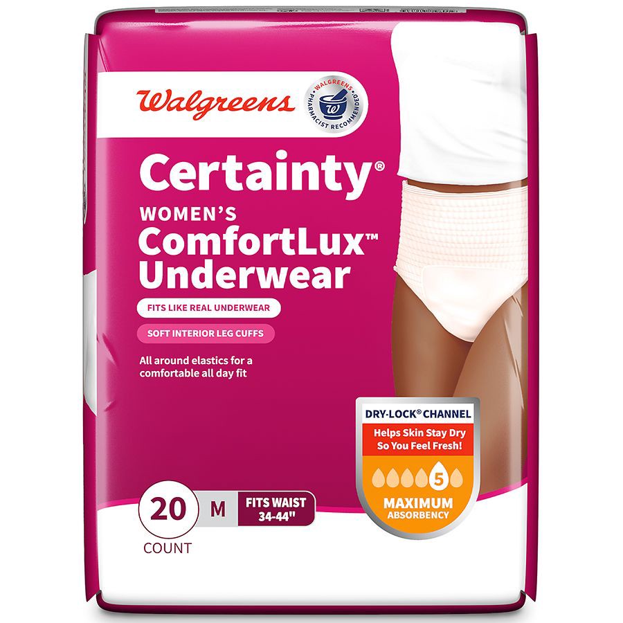 slide 4 of 5, Walgreens Certainty Maximum Absorbancy Size S/M Women's Underwear, 20 ct